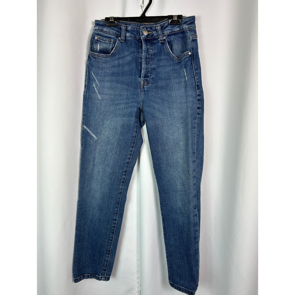 ONLY Scarlett Life High Waisted Slim Straight Blue Distressed Jeans Casual 27/30